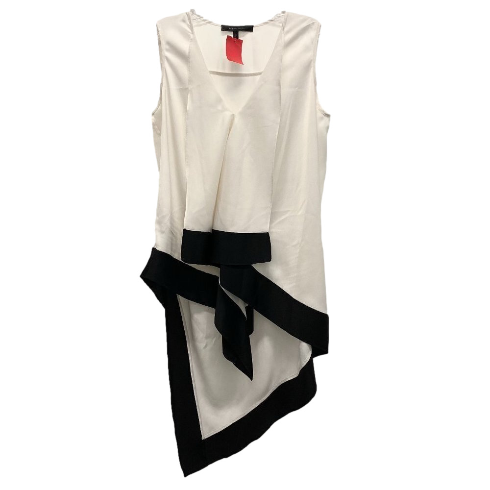 BCBGMaxAzria White & Black Hi-Lo Sleeveless Blouse